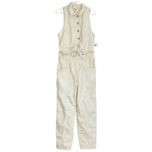 Free People Cleo Jumpsuit Womens Size Large Bone New FP We The Free Jumper Ivory